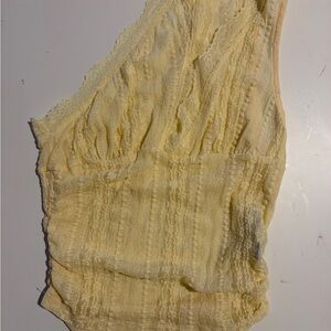 Butter Yellow Lace Top. One Shoulder, Key Hole on Chest.  #summertop #lace